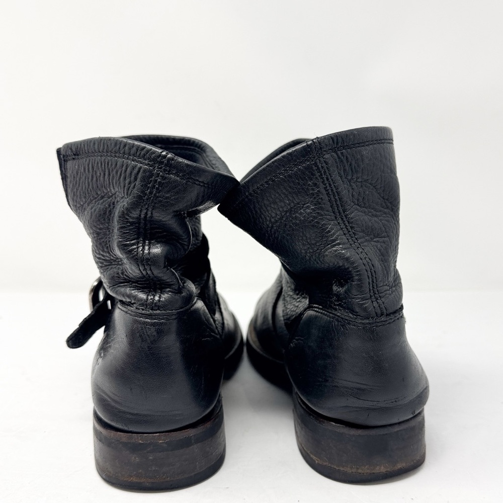 Frye Veronica Flex Leather Moto Combat Ankle Bootie Black Size 8 - Picture 7 of 12